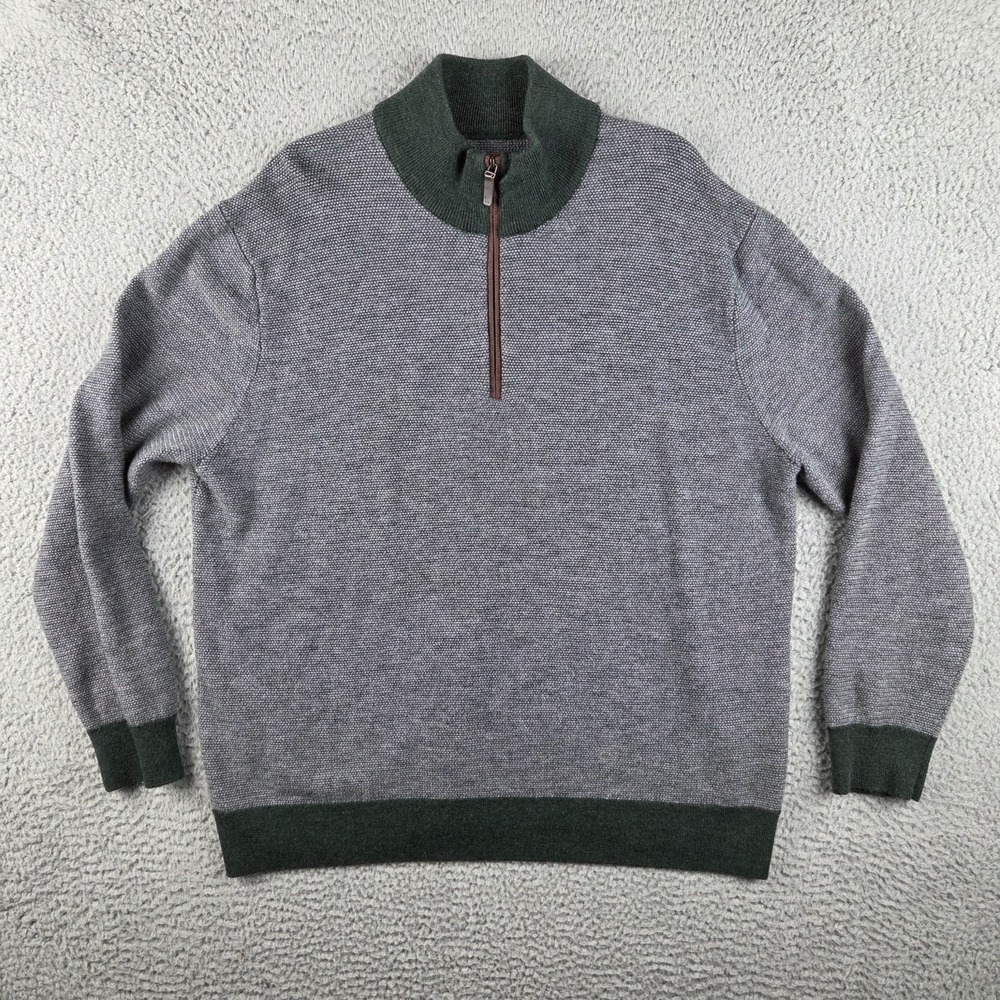 UNTUCKit Belguardo Jacquard Sweater Mens 2XL Extra Fine Merino Wool‎ 1/4 Zip